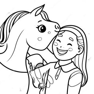 Iloinen Tytto Hoitamassa Hevostaan Varittamissivu 113760 49736