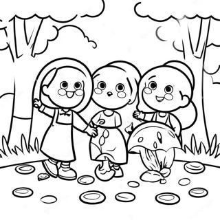 Iloiset Lapset Istuttamassa Puita Varityskuva 115435-51030