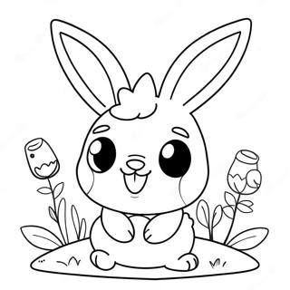 Iloinen Scorbunny Kukkien Kanssa Varityskuva 126860 60493