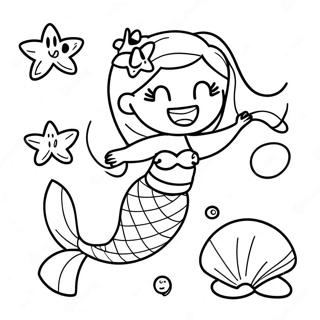 Iloinen Merenneito Simpukoiden Kanssa Varityskuva 135494-67333