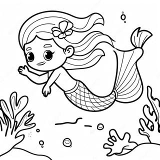 Seikkailunhaluinen Merenneito Tutkimassa Koralliriuttaa Varityssivu 135495-67340