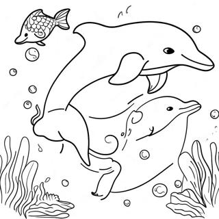 Iloinen Delfiini Perhe Uimassa Yhdessa Varityskuva 14530-3174