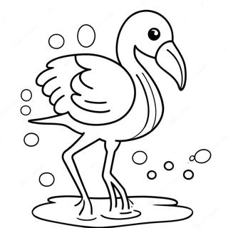 Leikkisa Flamingo Roiskimassa Vedessa Varityskuva 25714 5615