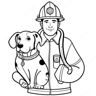 Palomies Dalmatialaisen Koiran Kanssa Varityskuva 30302-6611