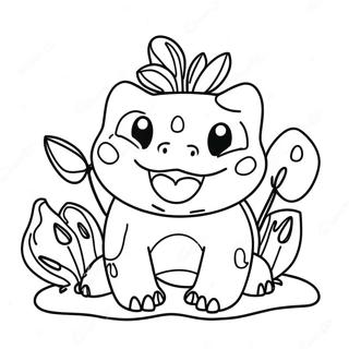 Iloinen Bulbasaur Isolla Hymylla Varityskuva 34160-7457