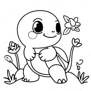 Iloinen Squirtle Kukkien Kanssa Varityskuva 36599-7998