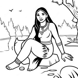 Pocahontas Istuu Joen Varrella Varityskuvassa 48268-10565