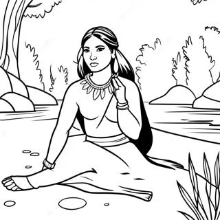 Pocahontas Istuu Joen Varrella Varityskuvassa 48268-10568
