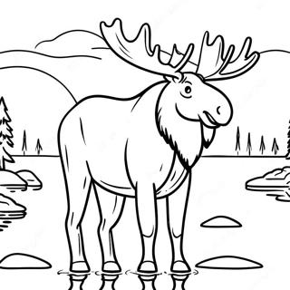 Realistinen Hirvi Jarven Rannalla Varityskuva 63433-14063