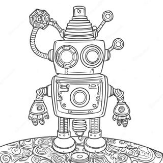 Yksityiskohtainen Steampunk Robotti Varityskuva 79875-21948