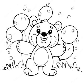 Iloinen Ruskea Karhu Ilmapallojen Kanssa Varityssivu 79951-22002