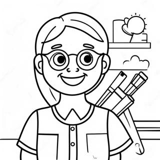 Hymyileva Opettaja Esikoulun Ensimmaisena Paivana Varityskuva 80391-22349