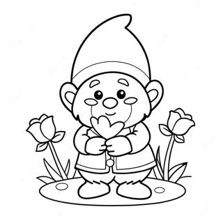 Iloinen Ystavanpaivan Tonttu Kukat Kadessa Varittamissivu 81081 22884