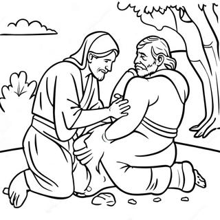 Hyva Samarialainen Auttamassa Loukkaantunutta Varityskuva 93483-32889