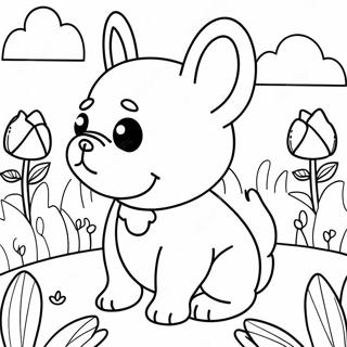 Sopo Ranskalainen Bulldoggi Kukkakedolla Varityskuva 93742-33098