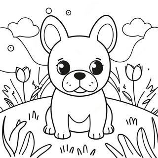 Sopo Ranskalainen Bulldoggi Kukkakedolla Varityskuva 93742-33099