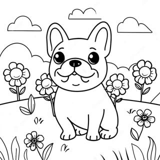 Sopo Ranskalainen Bulldoggi Kukkakedolla Varityskuva 93742-33100