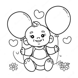 Onnellinen Vauva Ilmapallojen Kanssa Varittava Sivut 94284 33592